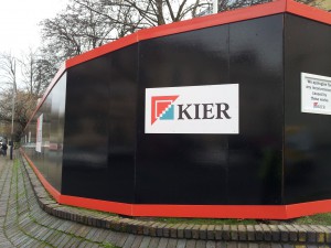 Header and Kicker panels installed on a hoarding project for KIER Development