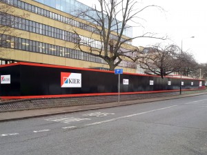 Temporary hoarding panels for a KIER Development project